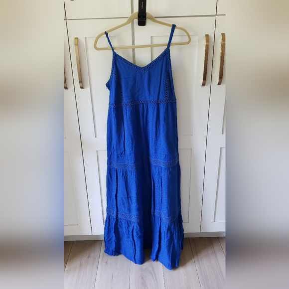 Joie Dress Womens L White Cotton Maxi Tiered Crochet Insert Sleeveless - Picture 1 of 3